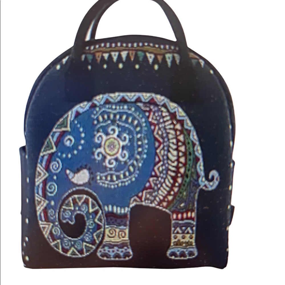 Multi-colored Thai Elephant cotton Backpack Handbag. One of a kind.
